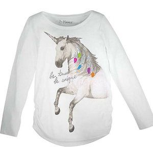 HANES Girl Shirred Graphic Long Sleeve